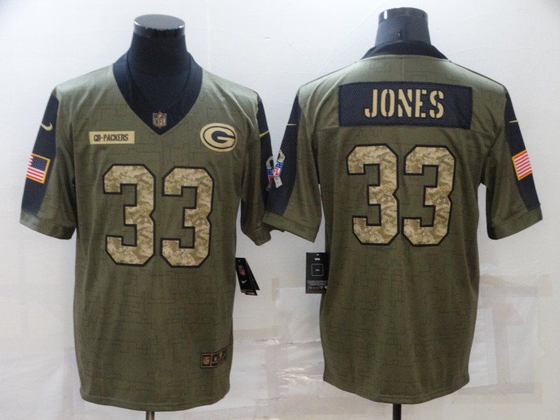 Men's Green Bay Packers Aaron Jones #33 Brown Jersey
